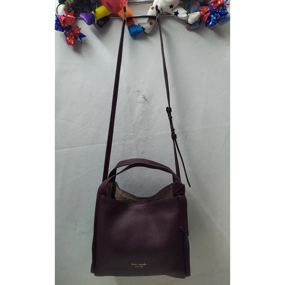 Kate Spade New York Purple Pebbled Leather Double Handles Crossbody Bag
